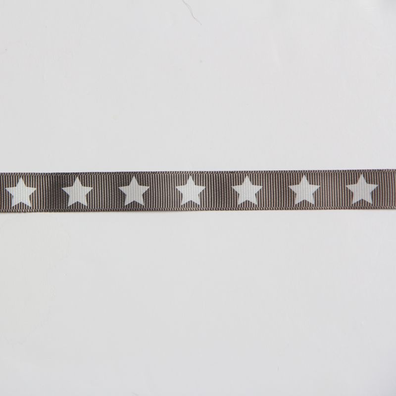 Ruban gros grain étoile gris foncé