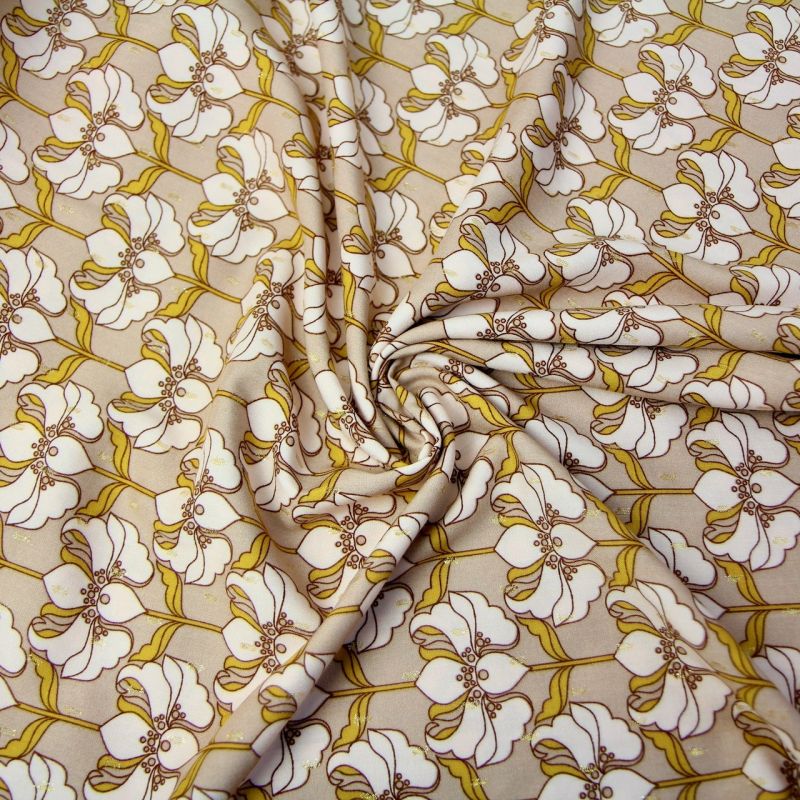 Viscose Bloom beige, rose et or