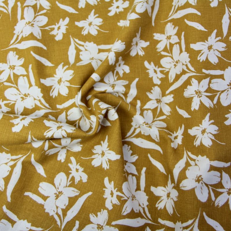 Lin lavé fleurs et moutarde