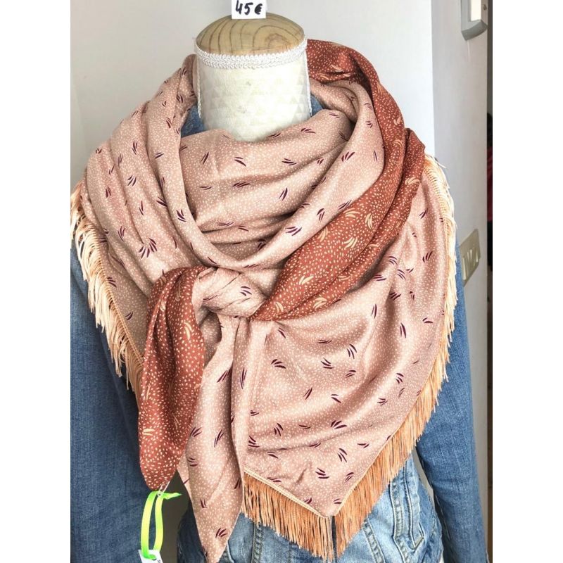 Foulard cousu rose et rouille -AB