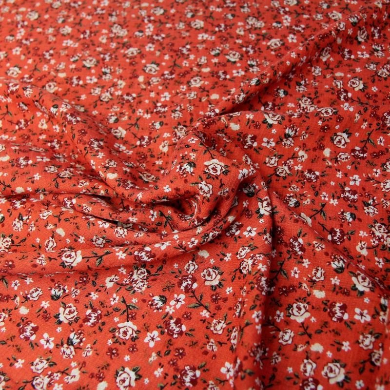 Viscose rouge fleurs