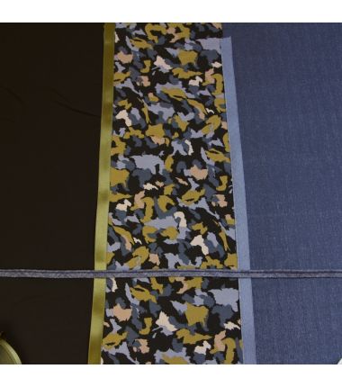 Kit foulard triangle camouflage noir et lino jeans