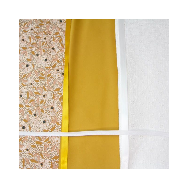 Kit foulard triangle Lucie moutarde et blanc