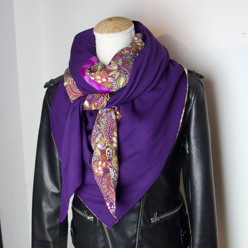 Kit foulard triangle Elona violet