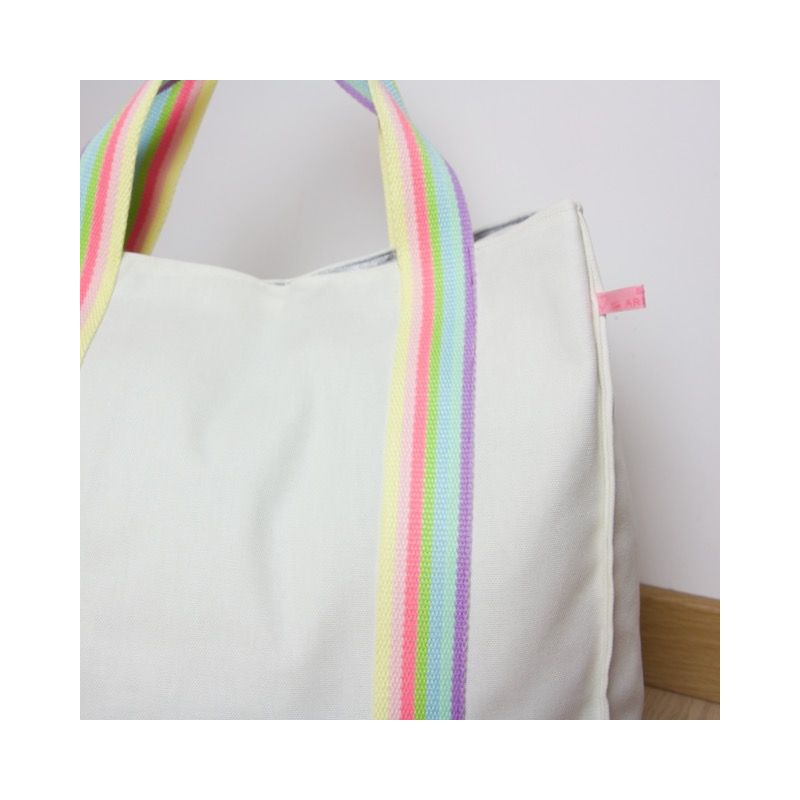 Kit sac cabas blanc arc-en-ciel