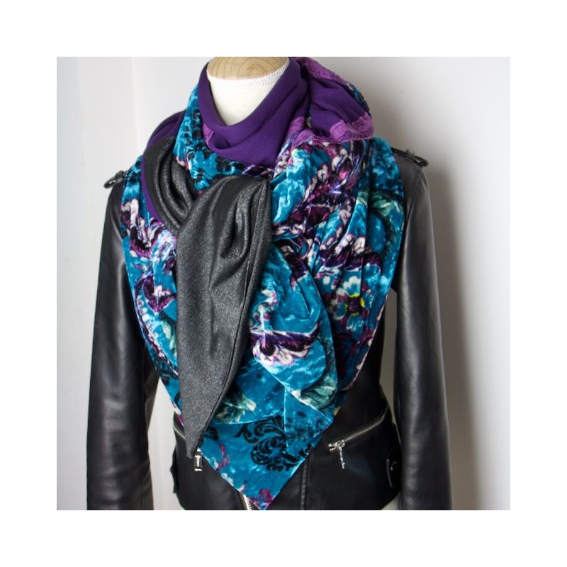 Kit foulard triangle Panama turquoise