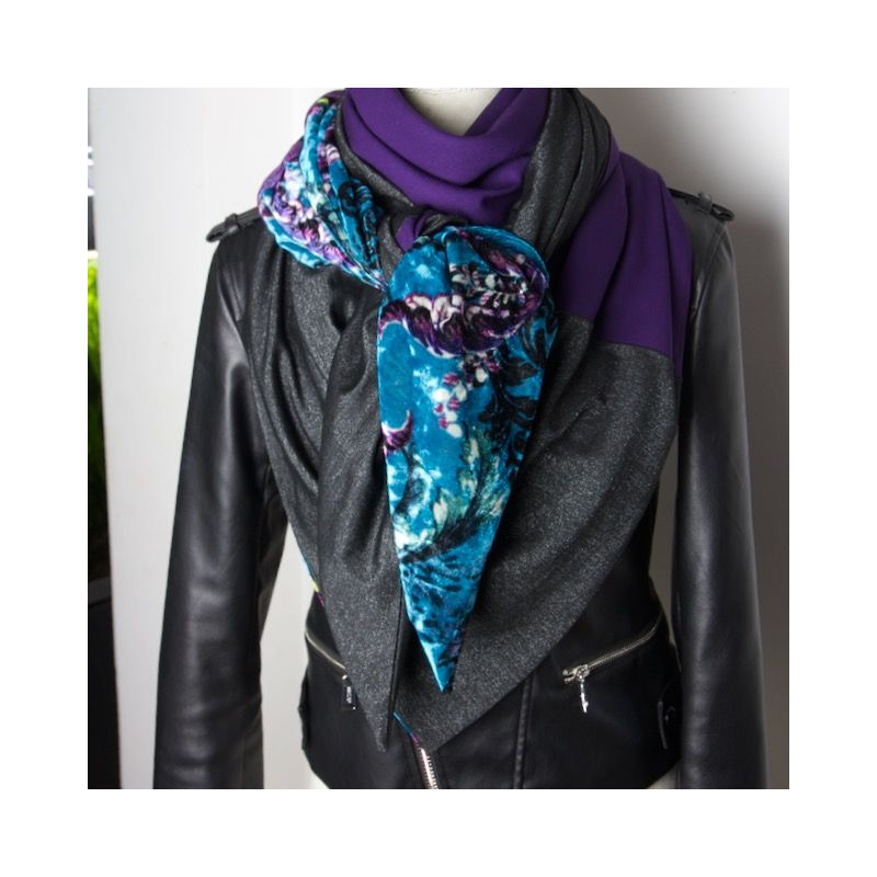 Kit foulard triangle Panama turquoise