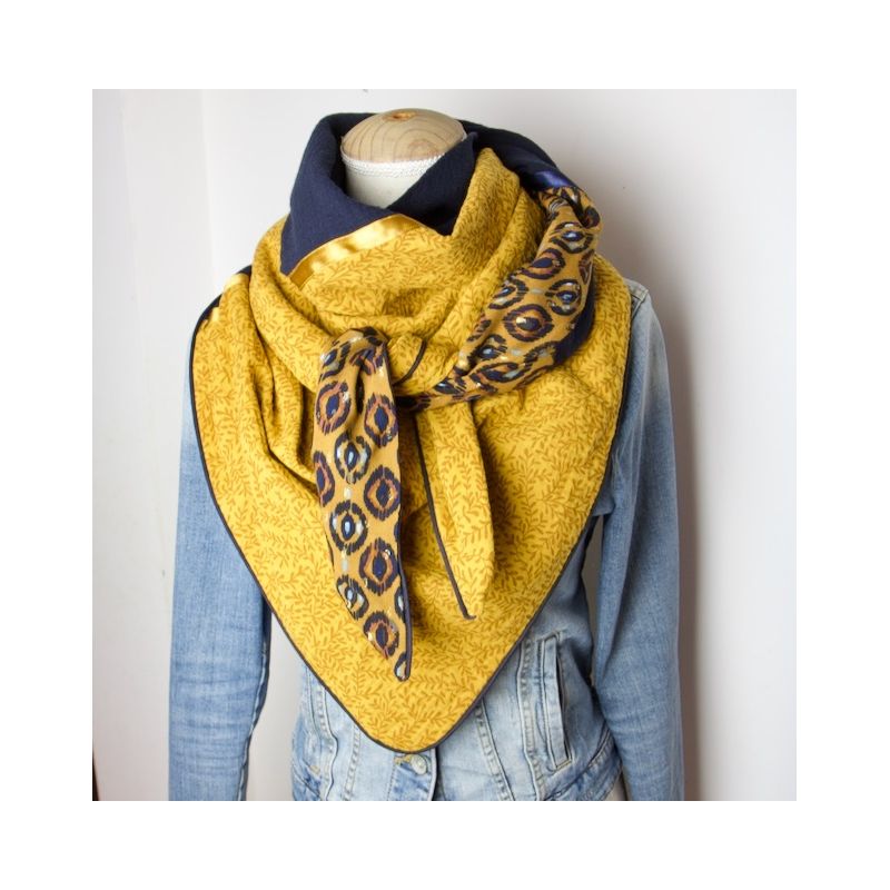 Kit foulard triangle oeil curry