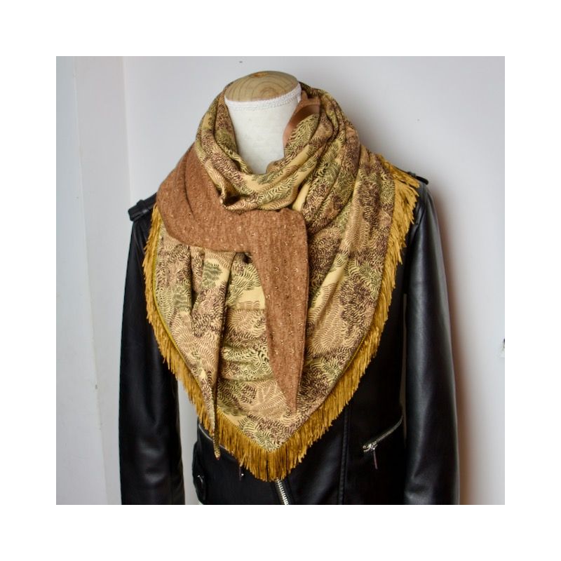 Kit foulard triangle marron moutarde