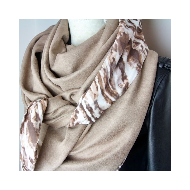 Kit foulard triangle suède beige