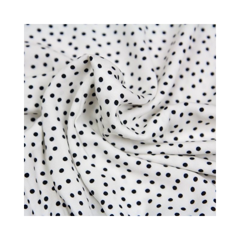 Coupon Tissu Jersey Viscose élasthanne - Noir Pois Blanc - 140x50 Cm - Lot De 8 Pièces Neuf