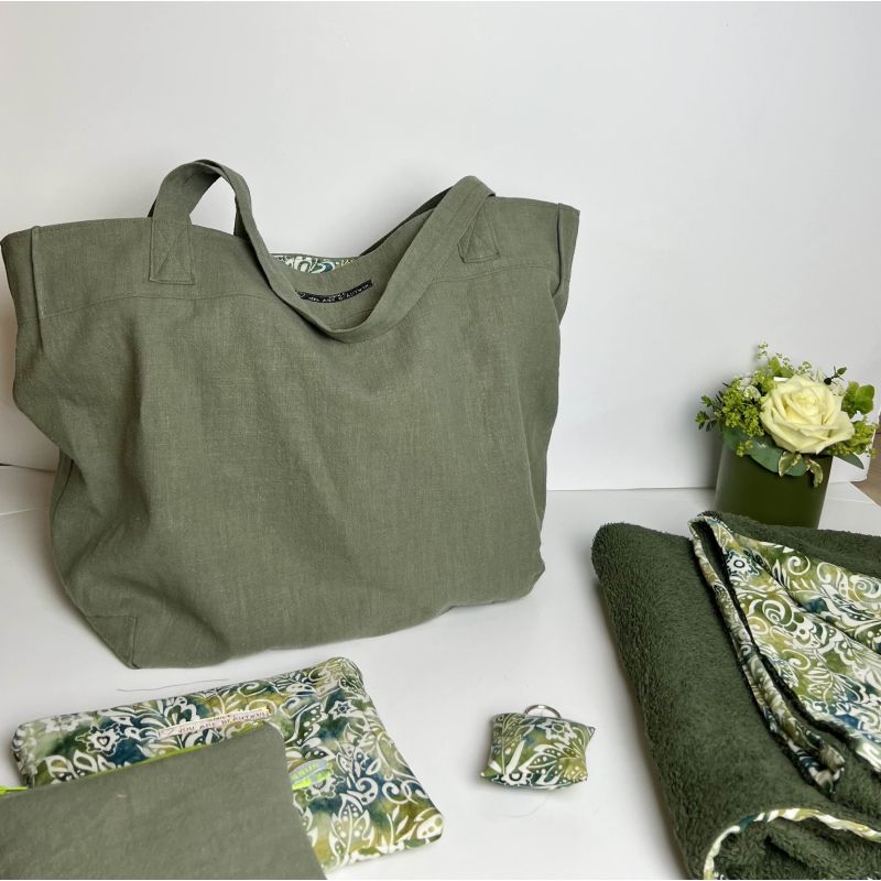 Kit sac Victoria lin lavé kaki