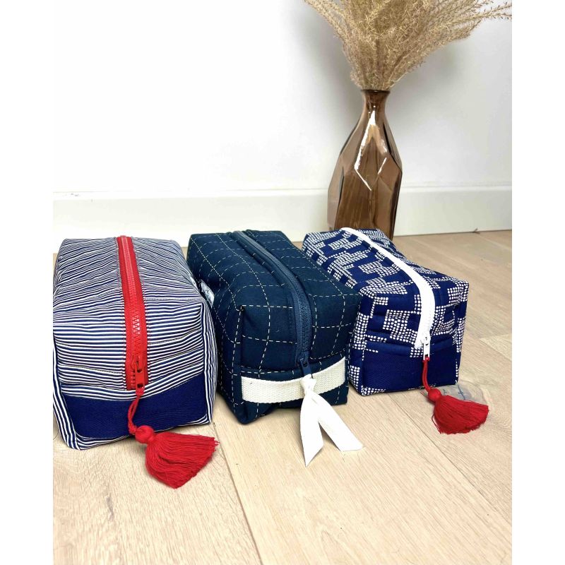 Kit 3 trousses carrées molletonnées marines